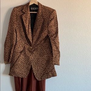 Escada | RARE vintage leopard print jacket pant set